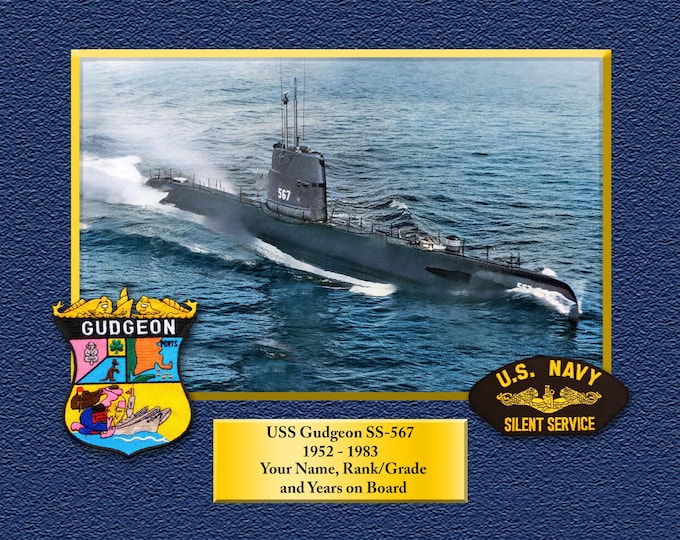 USS Gudgeon SS-567 Custom Personalized 8.5 X 11 Print of US Navy Ships Unique Gift Idea for any Occasions