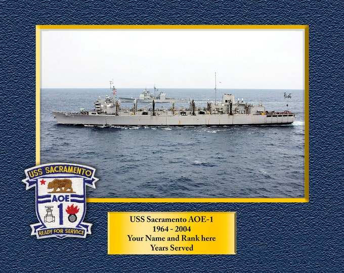 USS Sacramento AOE1 Custom Personalized 8.5X11 or 11X14 Print on Pro. Paper or Canvas US Navy Ships Unique Gift Idea for any Occasions