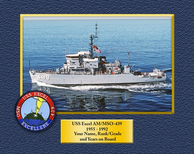 USS Excel AM/mSO-439 Custom Personalized 8.5 X 11 Print of US Navy Ships Unique Gift Idea for any Occasions