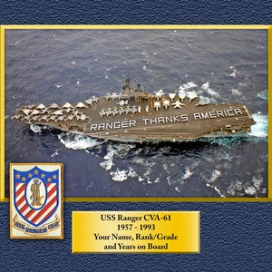 USS Ranger CVA 61 Custom Personalized 8.5 X 11 Print of US Navy Ships Unique Gift Idea for any Occasions