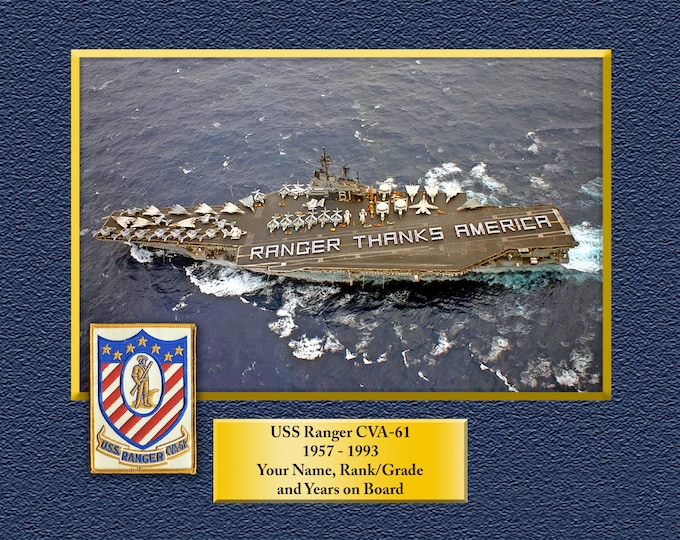 USS Ranger CVA 61 Custom Personalized 8.5 X 11 Print of US Navy Ships Unique Gift Idea for any Occasions
