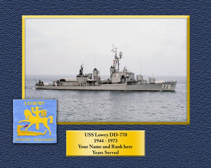 USS LOWRY DD770 Custom Personalized 8.5 X 11 Print of US Navy Ships Unique Gift Idea for any Occasions