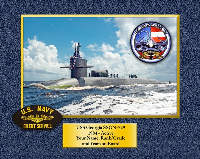 USS Georgia SSGN-729 Custom Personalized 8.5 X 11 Print of US Navy Ships Unique Gift Idea for any Occasions
