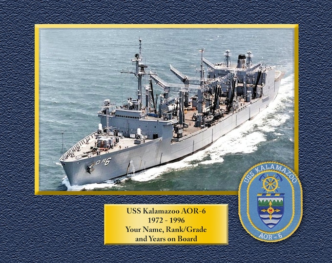 USS KALAMAZOO AOR6 Custom Personalized 8.5 X 11 Print of US Navy Ships Unique Gift Idea for any Occasions
