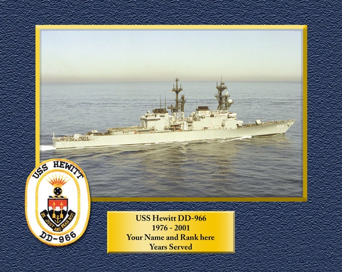 USS HEWITT DD966 Custom Personalized 8.5 X 11 Print of US Navy Ships Unique Gift Idea for any Occasions