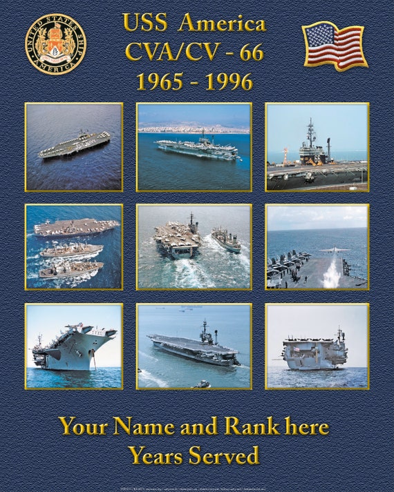 Aircraft Carrier. USS America CVA 66 Custom Personalized Photo US Navy Ships