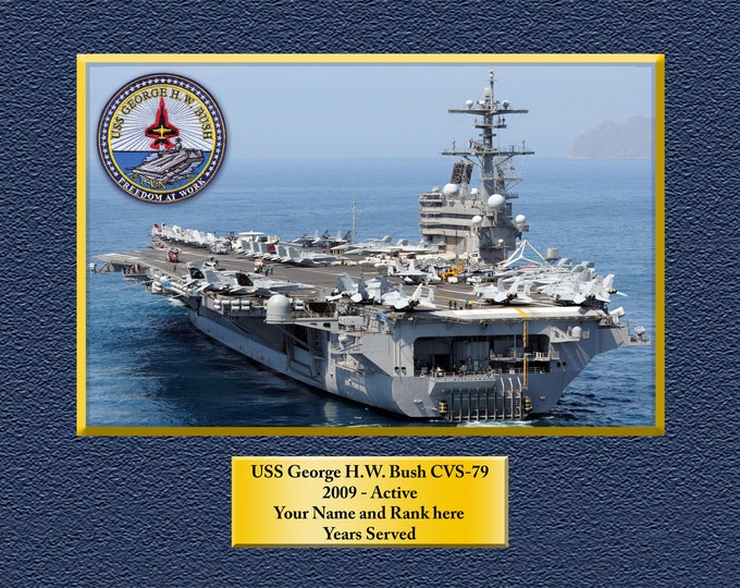 USS George H.W. Bush CVS-79 Custom Personalized 8.5X11, 11X14 or16 X 20 Print on Pro. Paper or Canvas US Navy Ships Unique Gift Idea