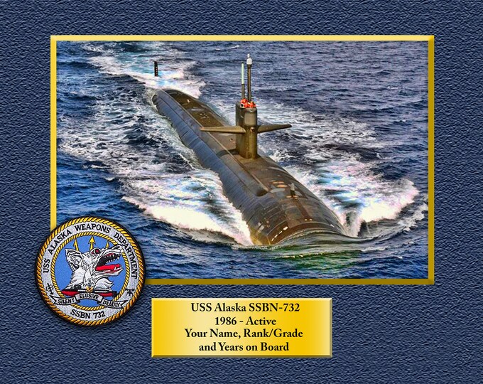 USS Alaska SSBN-732 Custom Personalized 8.5 X 11 Print of US Navy Ships Unique Gift Idea for any Occasions