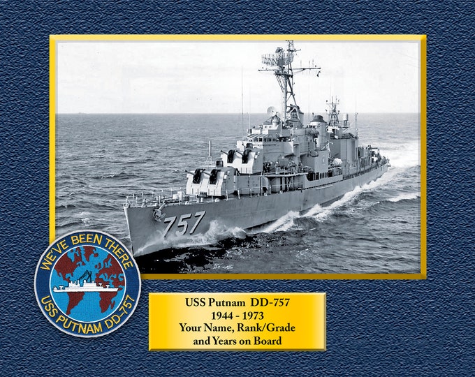 USS Putnam DD-757 Custom Personalized 8.5 X 11 Print of US Navy Ships Unique Gift Idea for any Occasions