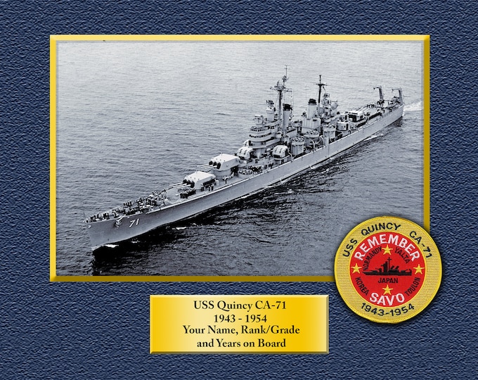 USS Quincy CA-71 Custom Personalized 8.5 X 11 Print of US Navy Ships Unique Gift Idea for any Occasions