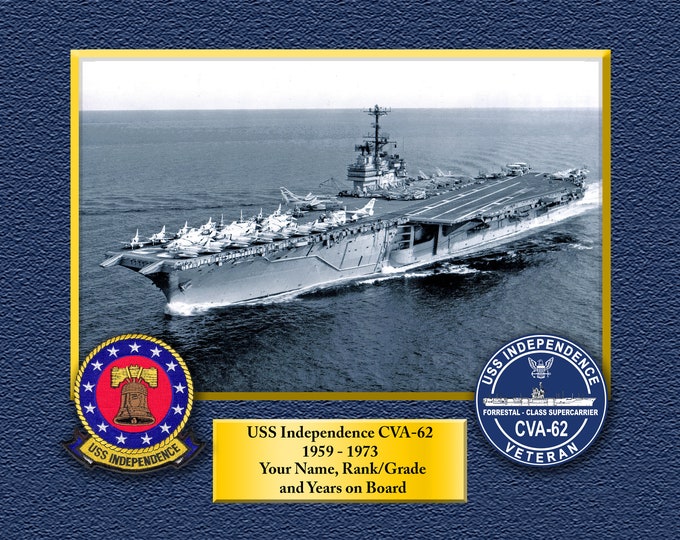 USS Independence CVA-62 Custom Personalized 8.5X11 or 11X14 Print on Pro. Paper or Canvas US Navy Ships Unique Gift Idea for any Occasions