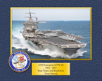 USS Enterprise CVN-65 Custom Personalized 8.5X11, 11X14 or16 X 20 Print on Pro. Paper or Canvas US Navy Ships Unique Gift Idea