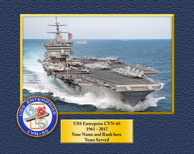 USS Enterprise CVN-65 Custom Personalized 8.5X11, 11X14 or16 X 20 Print on Pro. Paper or Canvas US Navy Ships Unique Gift Idea