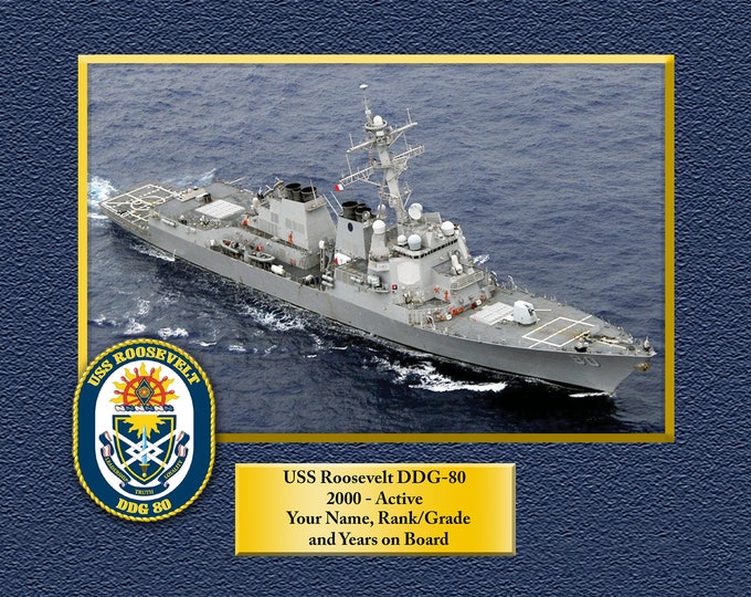 USS Roosevelt DDG 80 Custom Personalized 8.5 X 11 Print of US Navy Ships Unique Gift Idea for any Occasions