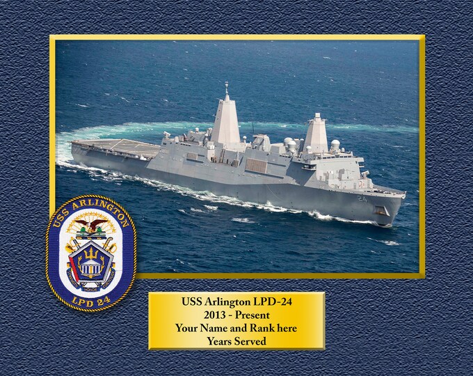 USS Arlington LPD-24 Custom Personalized 8.5 X 11 Print of US Navy Ships Unique Gift Idea for any Occasions