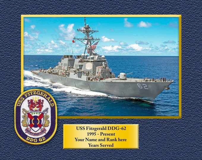 USS Fitzgerald DDG 62 Custom Personalized 8.5 X 11 Print of US Navy Ships Unique Gift Idea for any Occasions