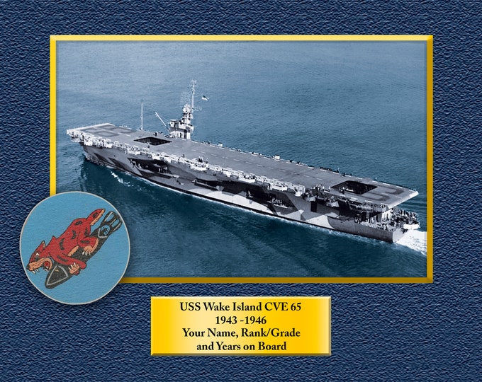 USS Wake Island CVE65 Custom Personalized 8.5 X 11 Print of US Navy Ships Unique Gift Idea for any Occasions