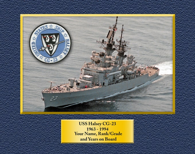 USS Halsey CG-23 Custom Personalized 8.5 X 11 Print of US Navy Ships Unique Gift Idea for any Occasions