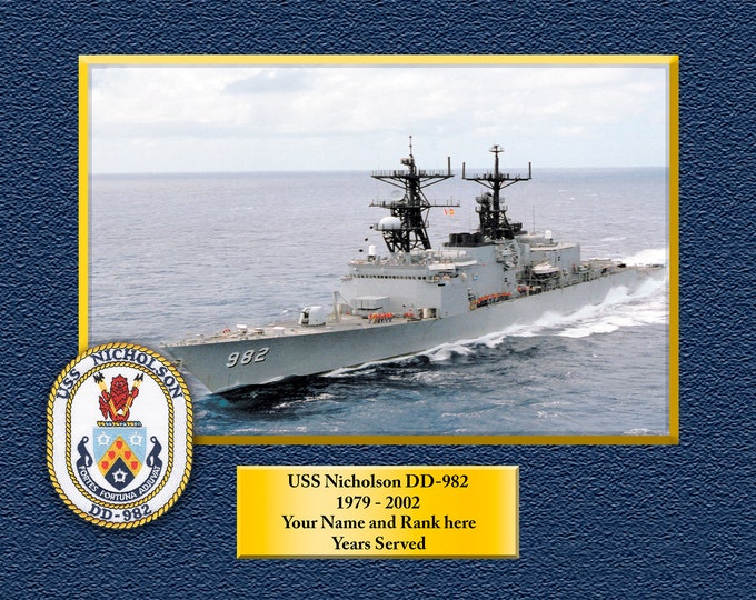 USS NICHOLSON DD982 Custom Personalized 8.5 X 11 Print of US Navy Ships Unique Gift Idea for any Occasions