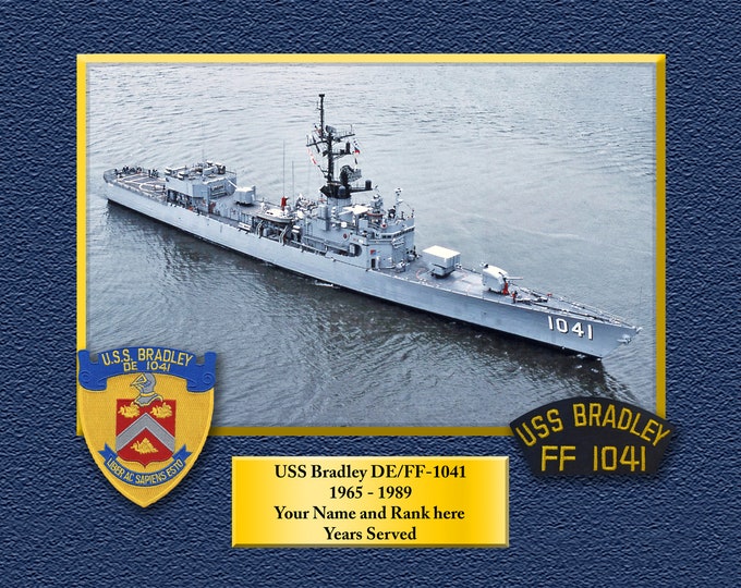 Uss Bradley DE-FF 1041 Custom Personalized 8.5 X 11 Print of US Navy Ships Unique Gift Idea for any Occasions