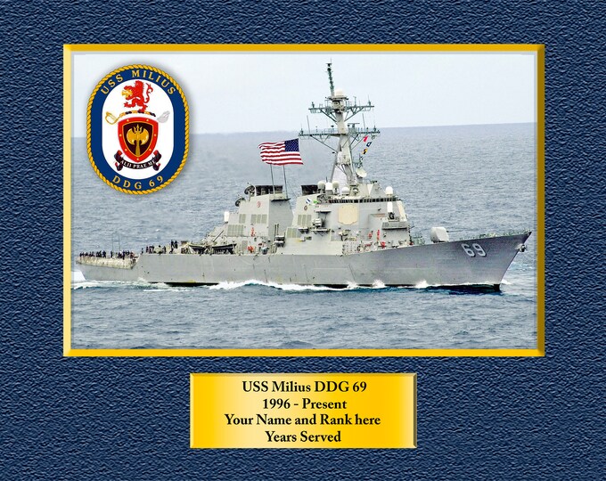USS Milius DDG-69 Custom Personalized 8.5 X 11 Print of US Navy Ships Unique Gift Idea for any Occasions