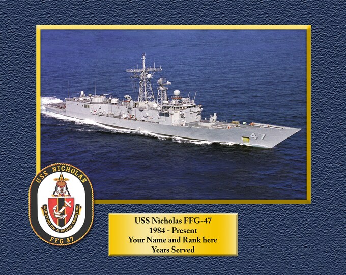 USS Nicholas FFG-47 Custom Personalized 8.5 X 11 Print of US Navy Ships Unique Gift Idea for any Occasions