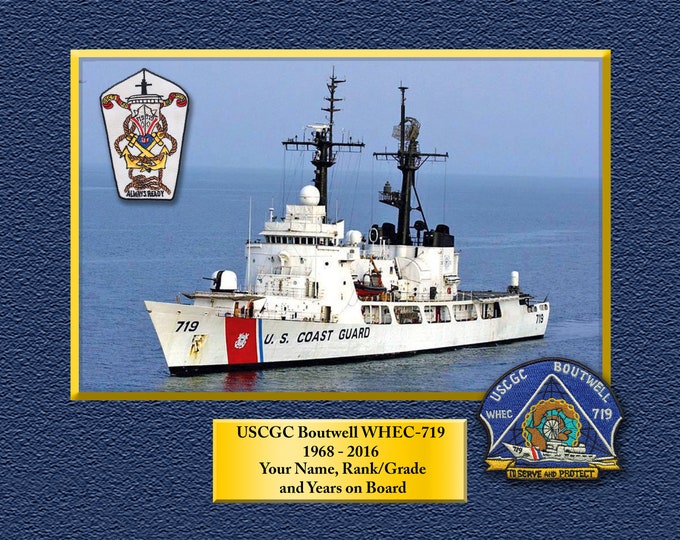 USCGC Boutwell WHEC-719 Custom Personalized 8.5 X 11 Print of US Navy Ships Unique Gift Idea for any Occasions