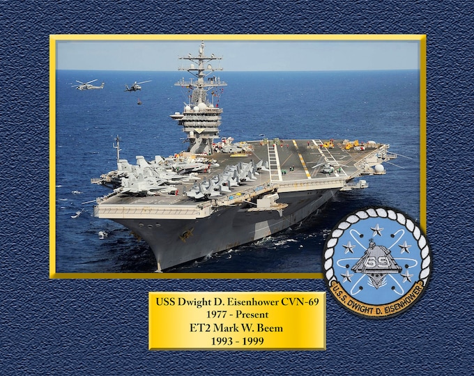 USS Dwight D. Eisenhower CVN-69 Custom Personalized 8.5X11, 11X14 or16 X 20 Print on Pro. Paper or Canvas US Navy Ships Unique Gift Idea