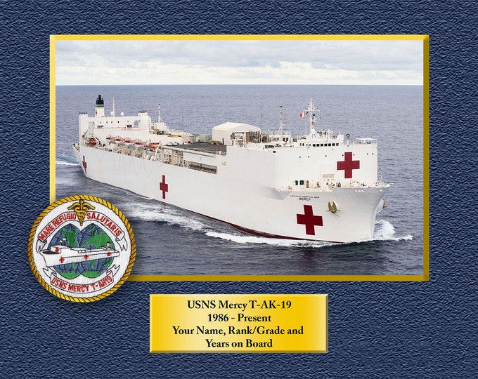 USNS Mercy T-AH-19 Custom Personalized 8.5 X 11 Print of US Navy Ships Unique Gift Idea for any Occasions