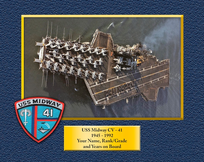 USS Midway CV41 (Aerial) Custom Personalized 8.5X11, 11X14 or16 X 20 Print on Pro. Paper or Canvas US Navy Ships Unique Gift Idea Occasions