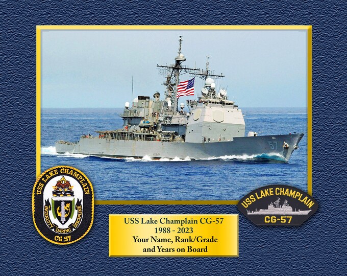 USS Lake Champlain CG-57 Custom Personalized 8.5 X 11 Print of US Navy Ships Unique Gift Idea for any Occasions