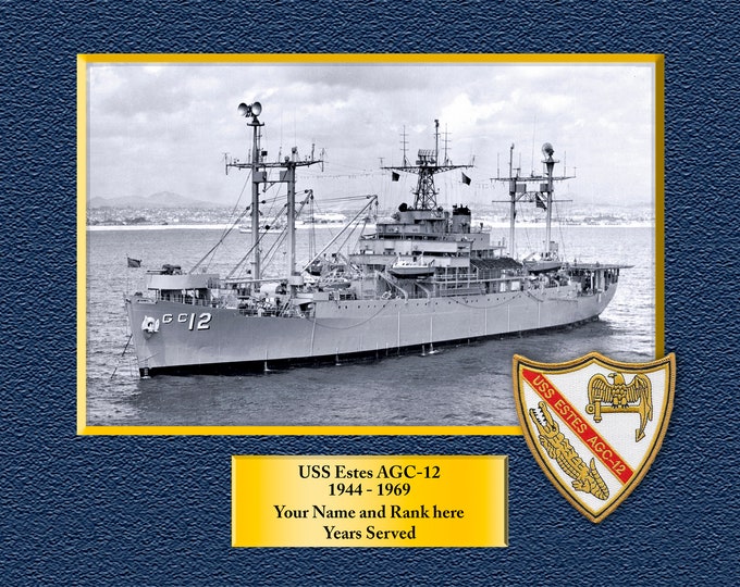 USS Estes AGC-12 Custom Personalized 8.5 X 11 Print of US Navy Ships Unique Gift Idea for any Occasions