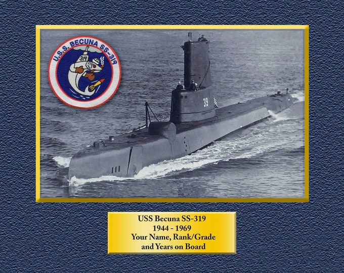 USS Becuna SS-319 Custom Personalized 8.5 X 11 Print of US Navy Ships Unique Gift Idea for any Occasions