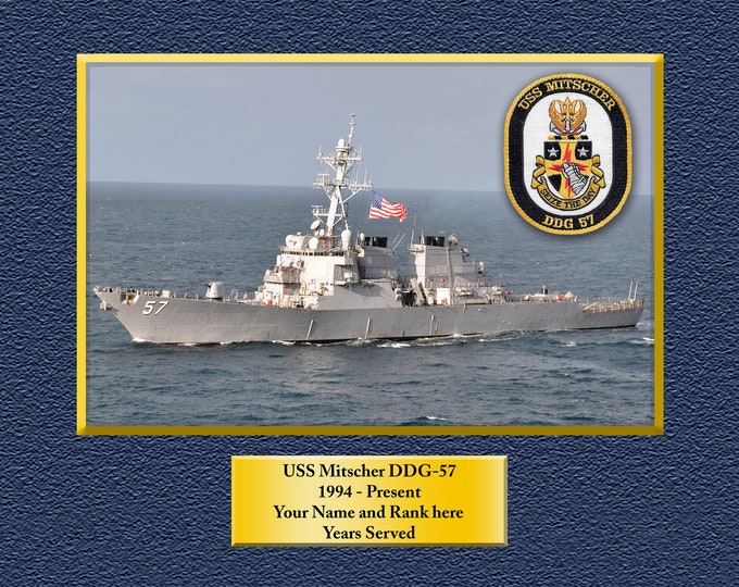 USS MITSCHER DDG57 Custom Personalized 8.5 X 11 Print of US Navy Ships Unique Gift Idea for any Occasions