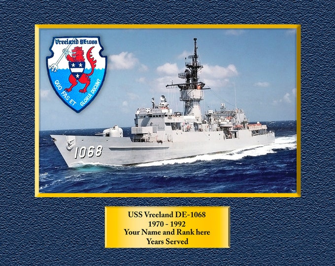 USS VREELAND DE1068 Custom Personalized 8.5 X 11 Print of US Navy Ships Unique Gift Idea for any Occasions