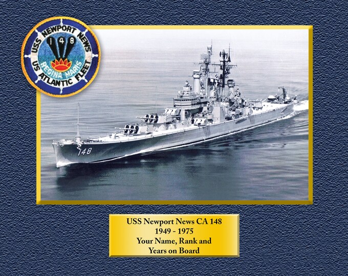 USS Newport News CA148 Custom Personalized 8.5 X 11 Print of US Navy Ships Unique Gift Idea for any Occasions