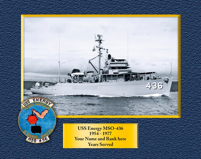 USS Energy MSO-436 Custom Personalized 8.5 X 11 Print of US Navy Ships Unique Gift Idea for any Occasions