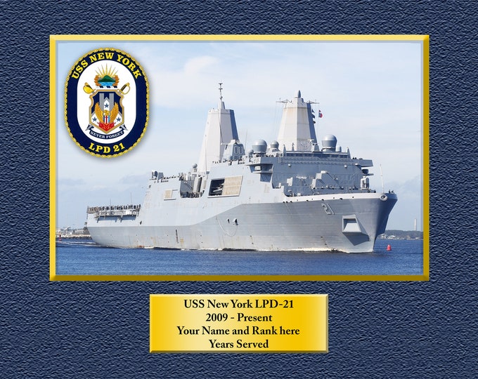 USS New York LPD-21 Custom Personalized 8.5 X 11 Print of US Navy Ships Unique Gift Idea for any Occasions