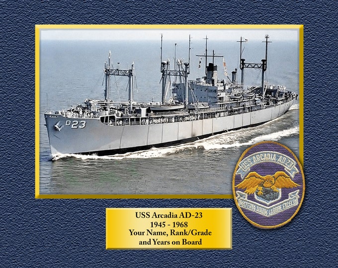 USS Arcadia AD-23 Custom Personalized 8.5 X 11 Print of US Navy Ships Unique Gift Idea for any Occasions