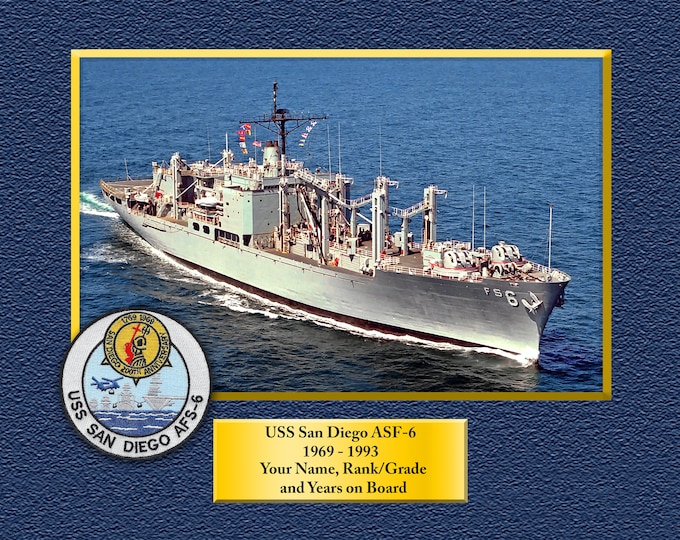 USS San Diego ASF-6 Custom Personalized 8.5 X 11 Print of US Navy Ships Unique Gift Idea for any Occasions