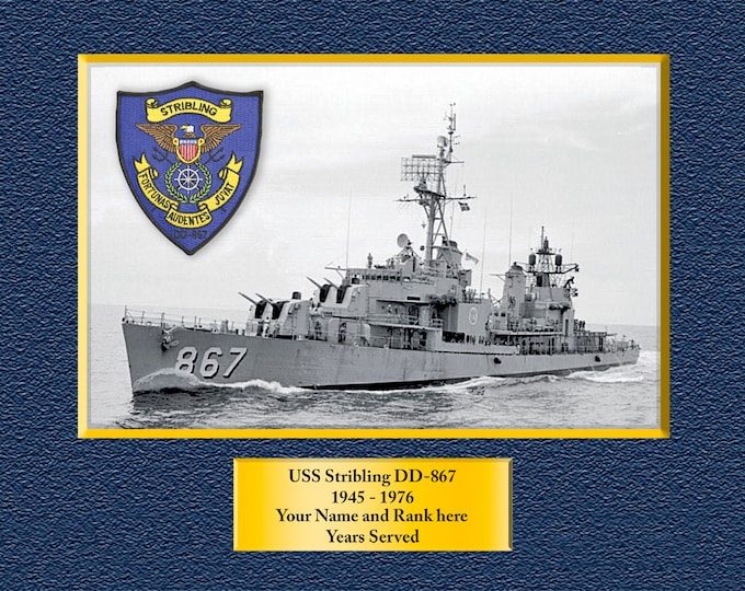 USS Stribling DD 867 Custom Personalized 8.5X11 or 11X14 Print on Pro. Paper or Canvas US Navy Ships Unique Gift Idea for any Occasions