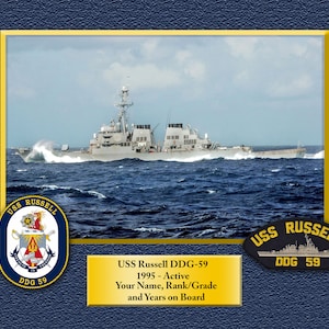 USS Russell DDG-59 Custom Personalized 8.5 X 11 Print of US Navy Ships Unique Gift Idea for any Occasions