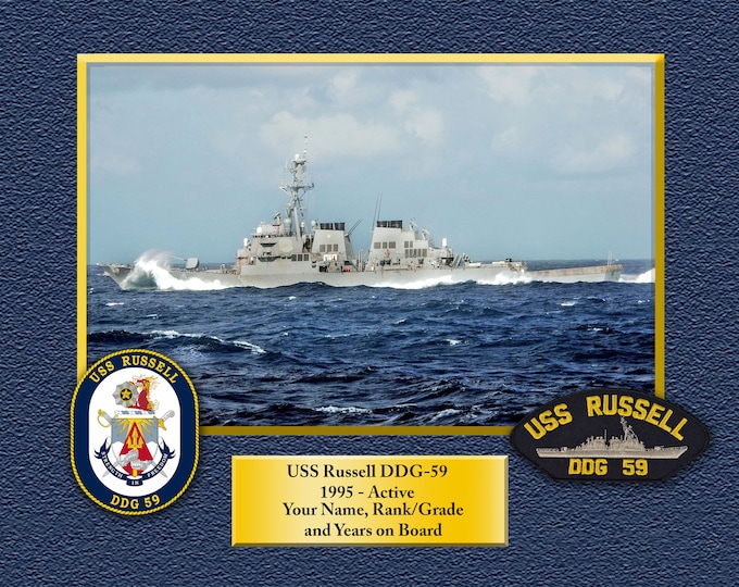 USS Russell DDG-59 Custom Personalized 8.5 X 11 Print of US Navy Ships Unique Gift Idea for any Occasions