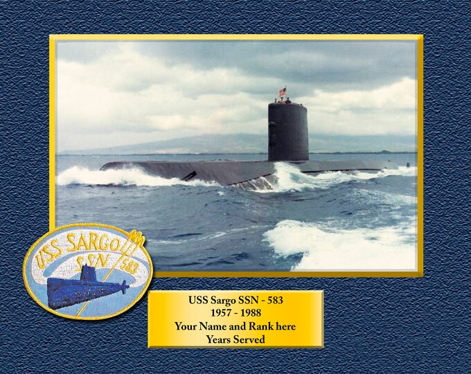 USS SARGO SSN583 Custom Personalized 8.5 X 11 Print of US Navy Ships Unique Gift Idea for any Occasions