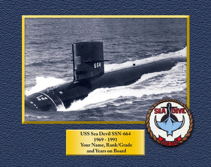 USS Sea Devil SSN-664 Custom Personalized 8.5 X 11 Print of US Navy Ships Unique Gift Idea for any Occasions