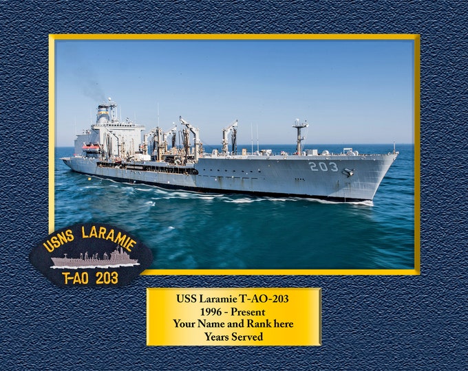 USNS Laramie T-AO 203 Custom Personalized 8.5 X 11 Print of US Navy Ships Unique Gift Idea for any Occasions