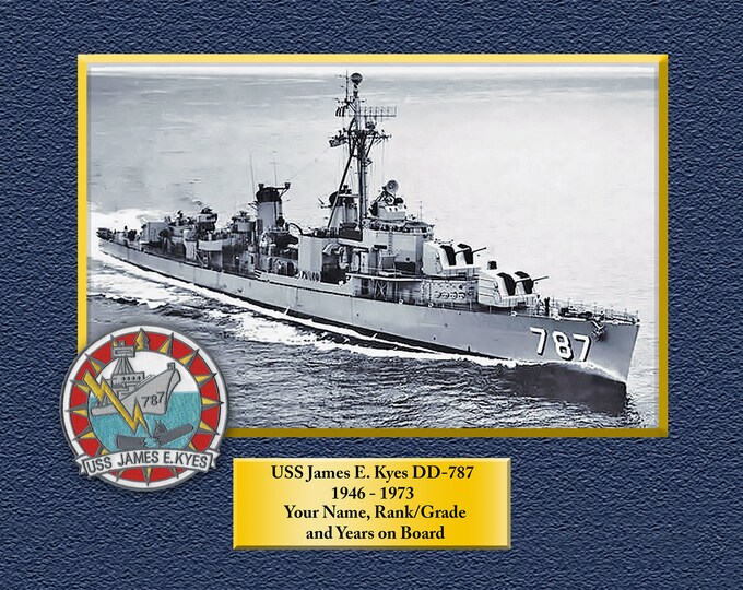 USS James E. Kyes DD-787  Pre-Fram Custom Personalized 8.5 X 11 Print of US Navy Ships Unique Gift Idea for any Occasions