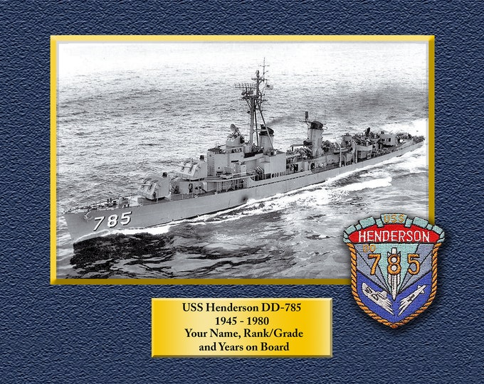 USS Henderson DD-785 Custom Personalized 8.5 X 11 Print of US Navy Ships Unique Gift Idea for any Occasions