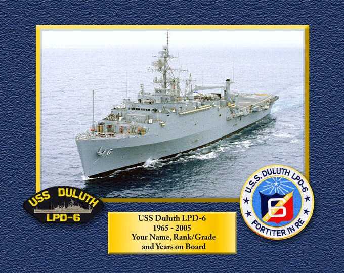 USS Duluth LPD-6 Custom Personalized 8.5 X 11 Print of US Navy Ships Unique Gift Idea for any Occasions