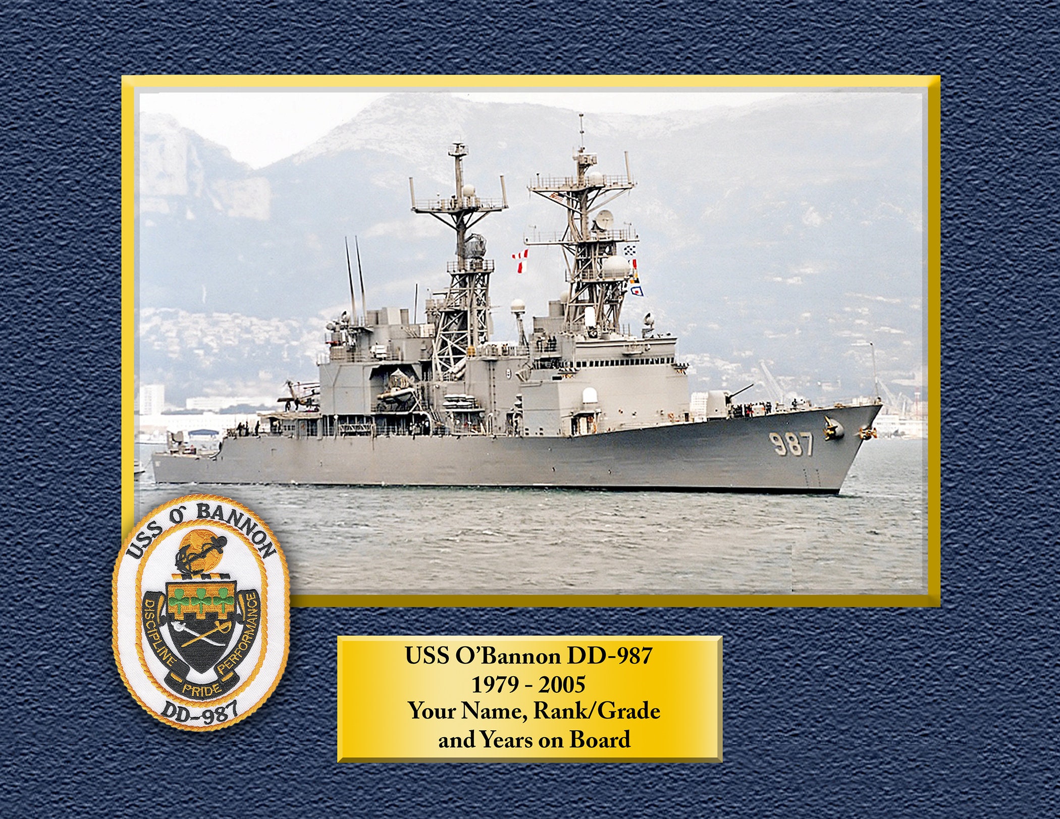 USS O'bannon DD-987 Custom Personalized 8.5 X 11 Print of US USS O'bannon DD-987 Custom Personalized 8.5 X 11 Print of US